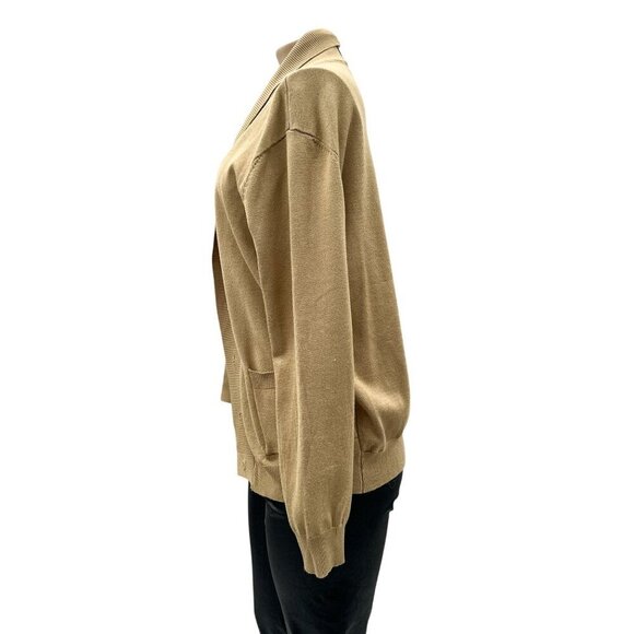 Paul Jones Open Front Cardigan Sweater Pockets Lightweight Knit Tan Womens M - Picture 3 of 10